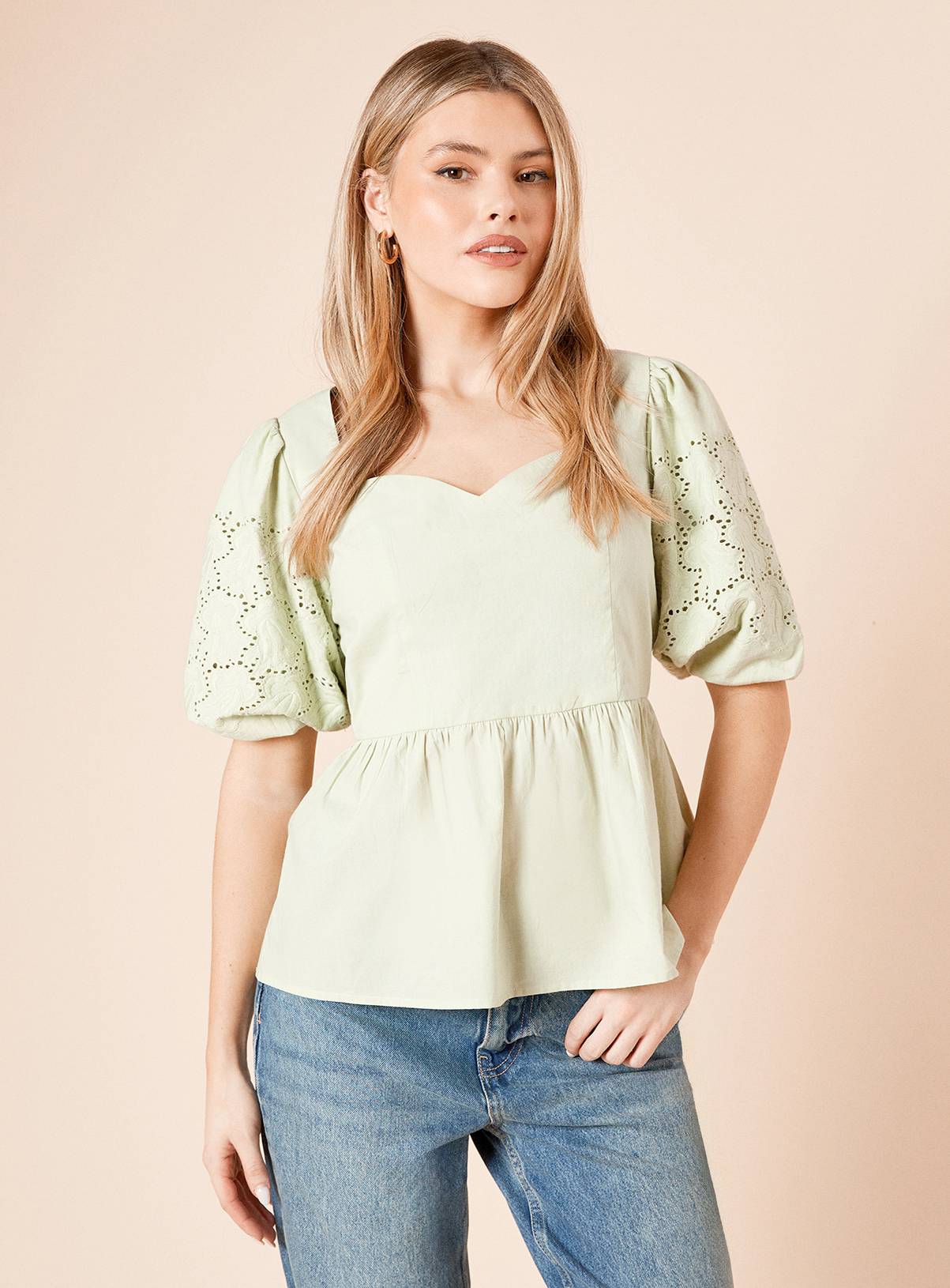 DOROTHY PERKINS Cutwork Sleeve Poplin Blouse 10 - Image 1
